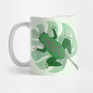 Cute Green Frog/Toad on Leaf Mug